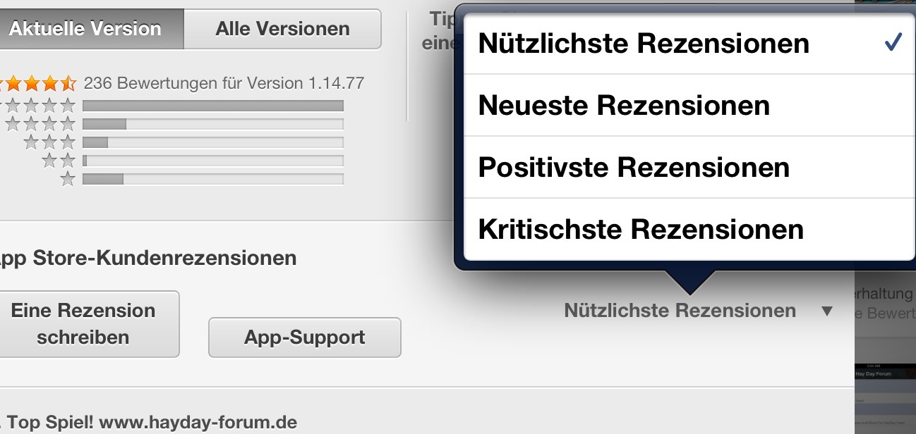 Suche ändern im AppStore (IPad)